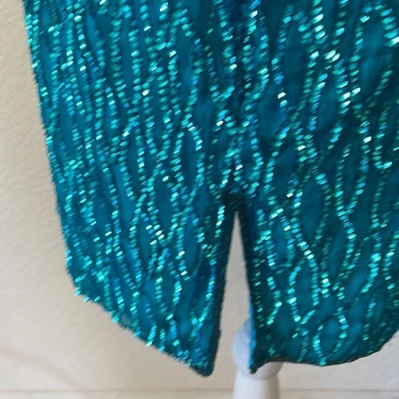 VINTAGE TEAL SEQUIN SPARKLY SHIFT DRESS.‎ Size 6 - Picture 6 of 10